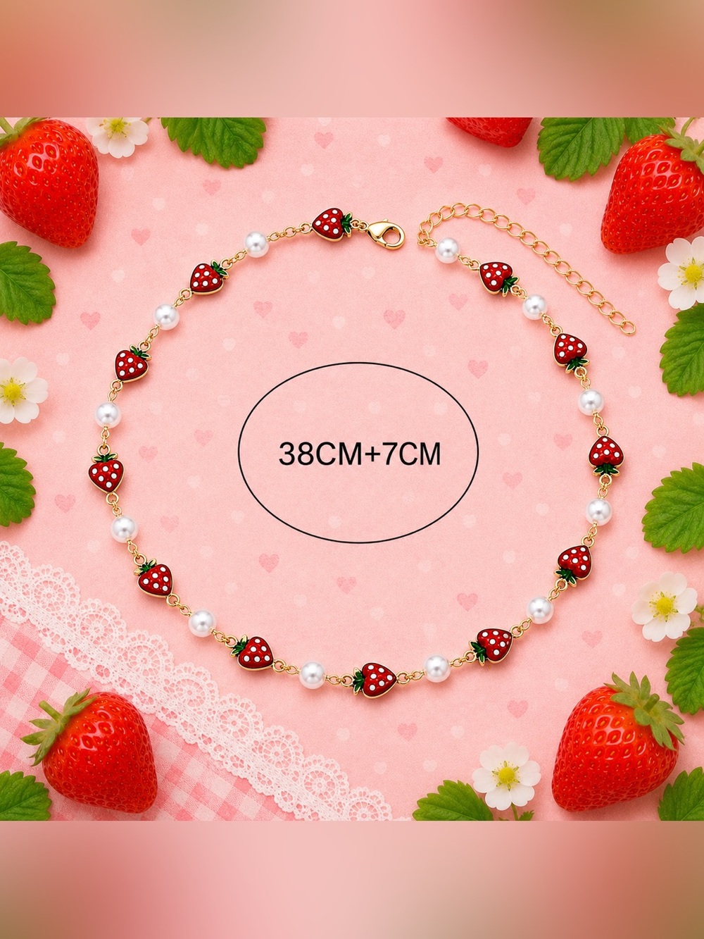 Strawberry Pearl Charm Necklace - Picture 3 of 3